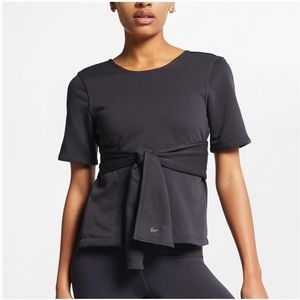 NWT Nike Studio Wrap Dri Fit Black Training Top